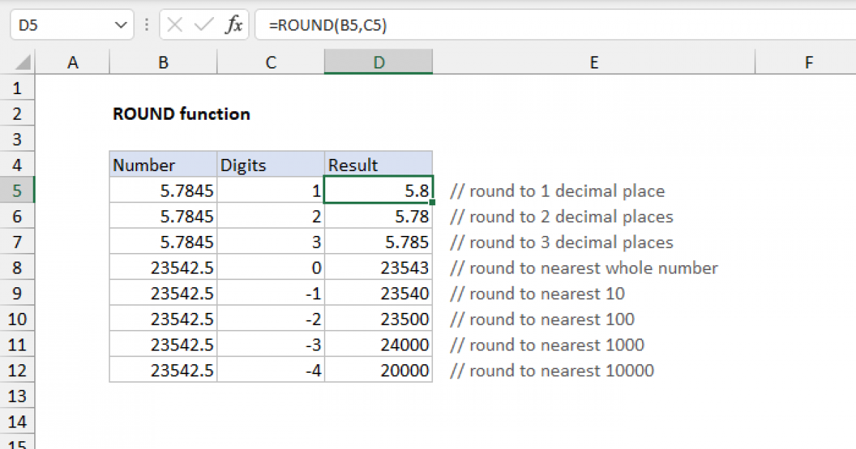 excel round number 2 decimal places